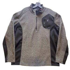 Spyder Sweater Mens 2XL‎ Pullover 1/4 Zip Waffle Knit Fleece Outdoors Athletic